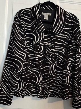 Requirements Black and White Abstract Swirl Button Jacket